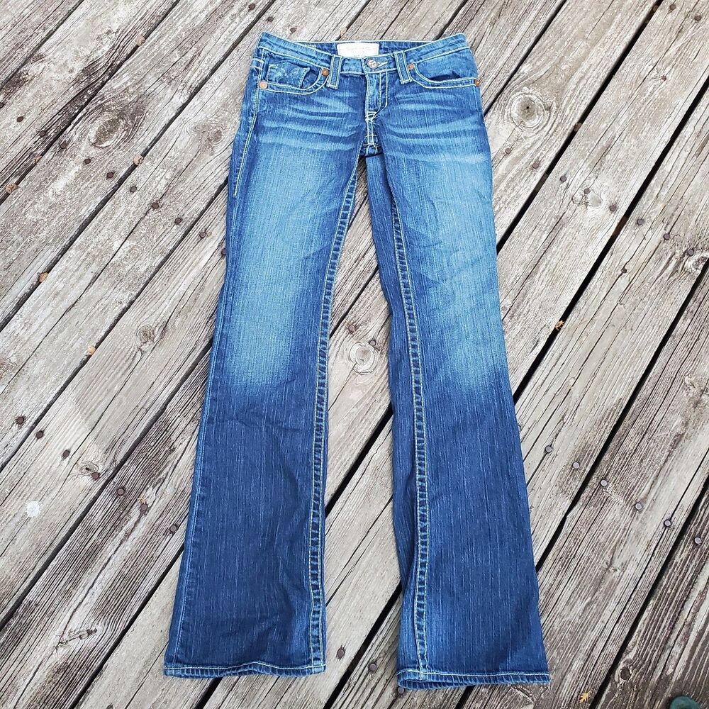 Big Star Jeans 27L Liv Stretch Boot Blue Denim Thick Stitch Mid Rise Women - Picture 2 of 13